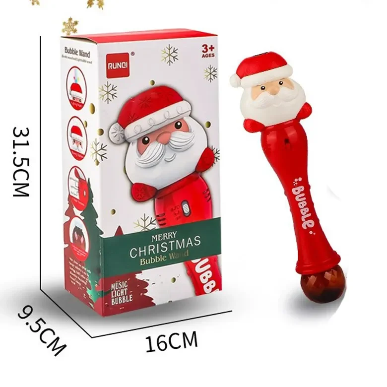 Рождественская волшебная палочка Санта-Клауса, электрическая машина для создания пузырей со светом и музыкой, ручная палочка для пузырей Санта-Клауса