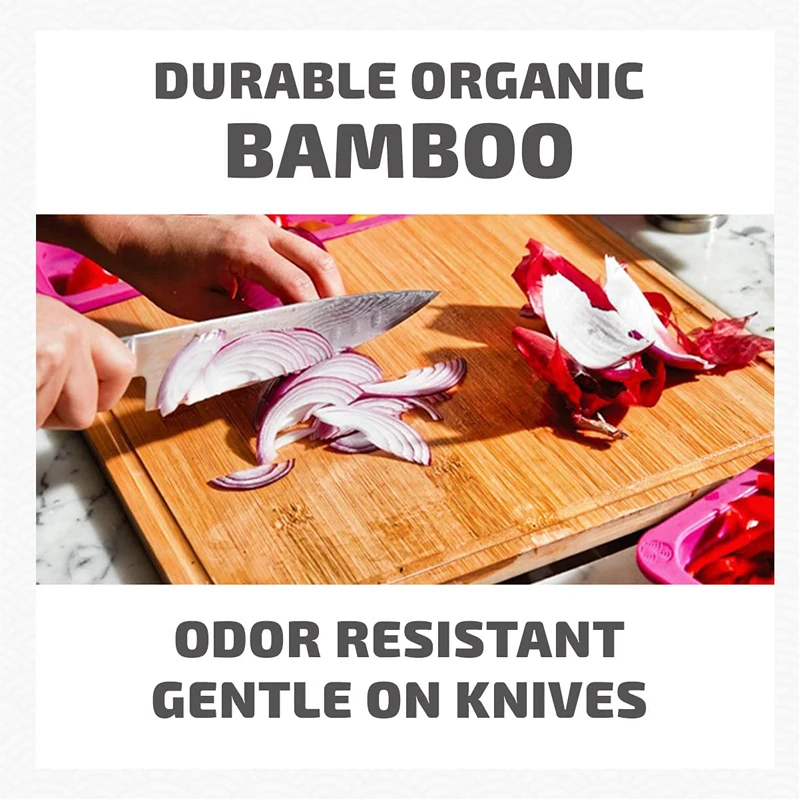 SOPEWOD Bamboo Cutting Board With Containers Over the Sink Chopping Board Cutting Board Organizer