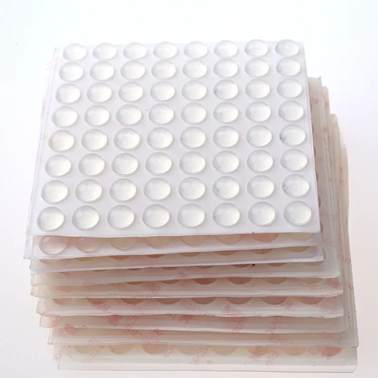 Small White Self-Adhesive Silicone Bumper Feet 3M Clear Keyboard Rubber Furniture for Glass Table Tops Square Sticky Pad