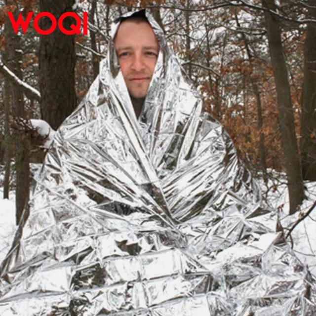 WOQI Factory Direct Sales Natural Disaster Emergency Equipment Warm Waterproof  Lifesaving Blanket for Hiking