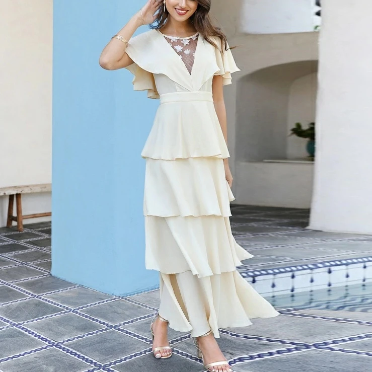 modest ruffle dress