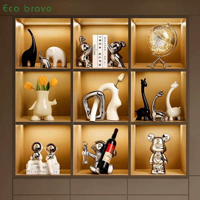 Home Decor Ceramic Elk Decoration White Porcelain Decoration Giraffe Ornament Deer Animal Home Office Furniture Ornament