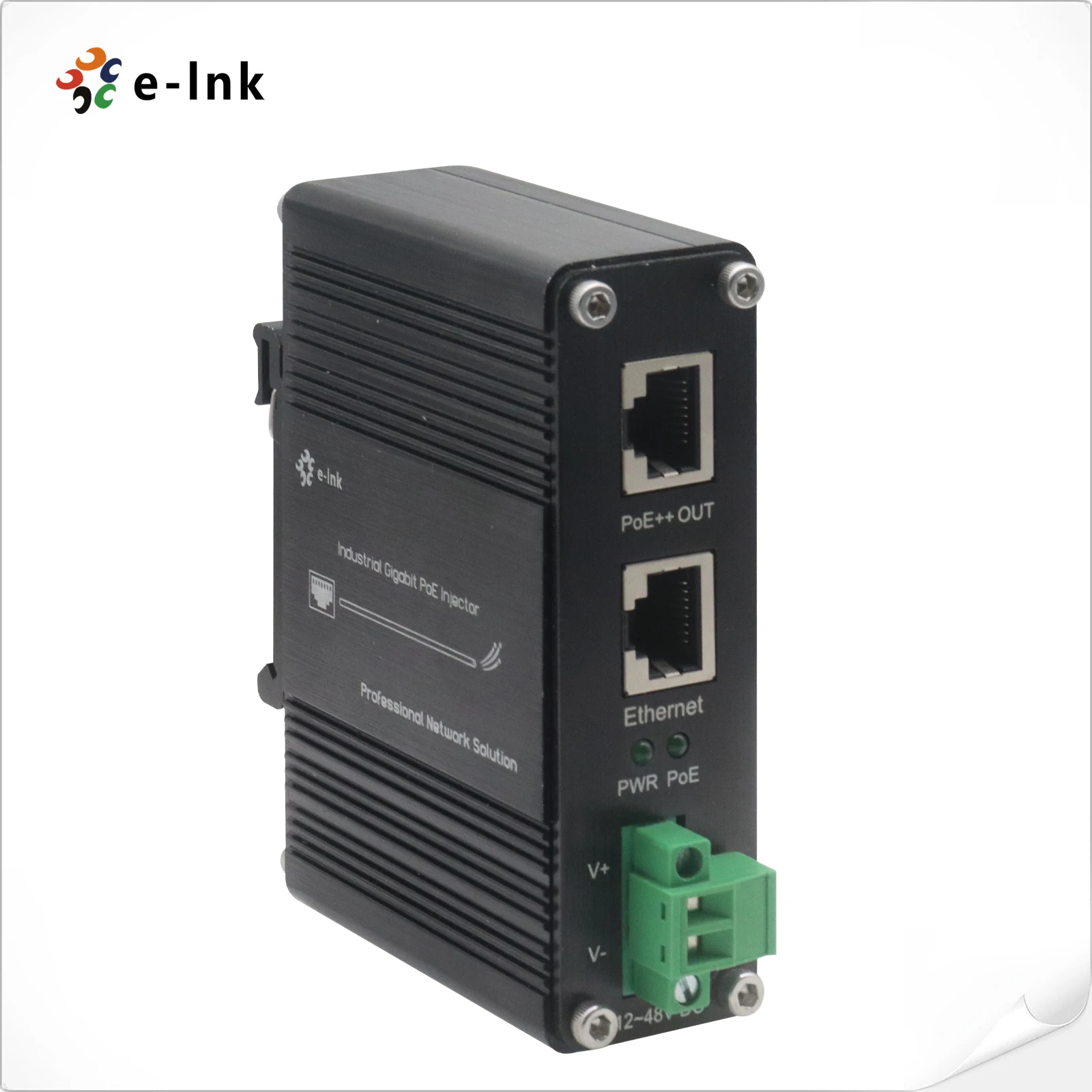 Industrial Gigabit 60W PoE Injector 12 to 48V DC Input with Power Booster for powering CCTV Cameras