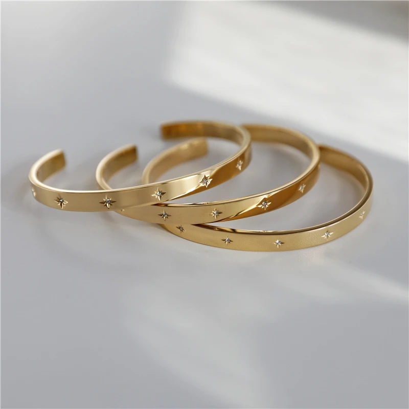 18K Gold Plated Hollow Star Cuff Bracelet