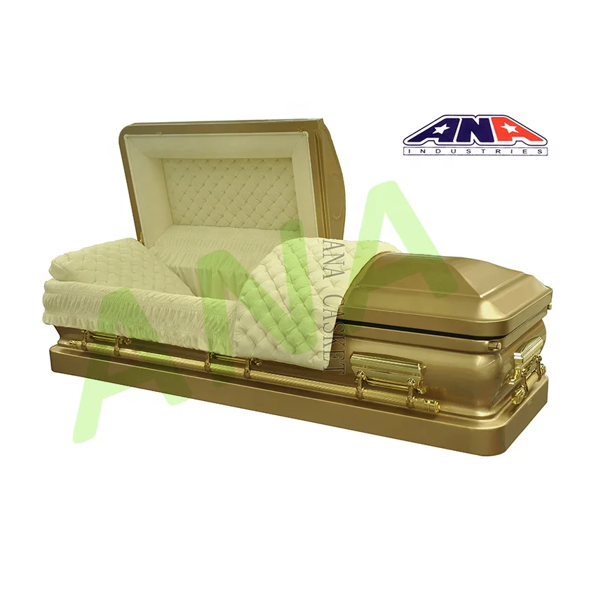 ANA Customization American Style Black and Silver Finish Funeral Metal Casket Coffins with Handle