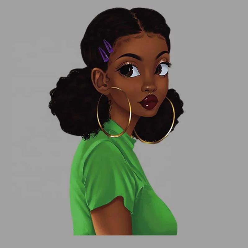 Africa Girl Style High Density Custom Heat Transfer Printing Sticker for Garment T-Shirt Decorative DIY Clothes Accessories