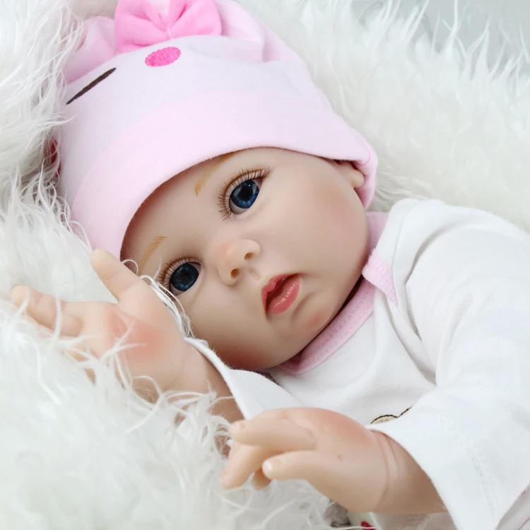 Poupée Reborn HUYRP 55 Cm - Bébé Réaliste Silicone - Avec Biberon Et Certificat - Cadeau Naissance