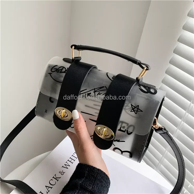 Fashion Lady Handbags Luxury PVC Transparent Cross Body Bags for Women Korean Vintage Purse Jelly Ins Clear Handbag for Girls