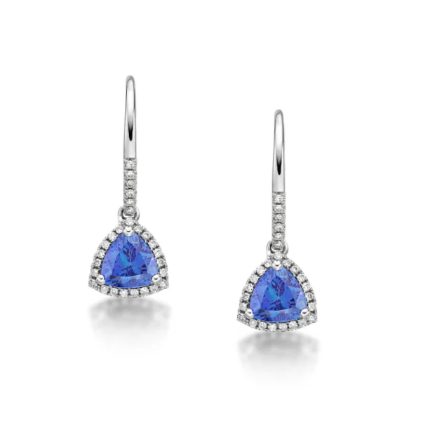 Boucles D'oreilles Argent Sterling 925 - Topaze Bleue Et Marcassite, Style Halo, Clous Neufs