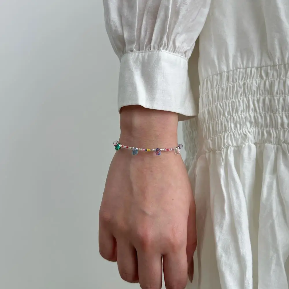 KAKODIY Cheap Colorful Glass Beaded Charm 925 Sterling Silver Women's Adjustable Bracelet Jewelry detail 8