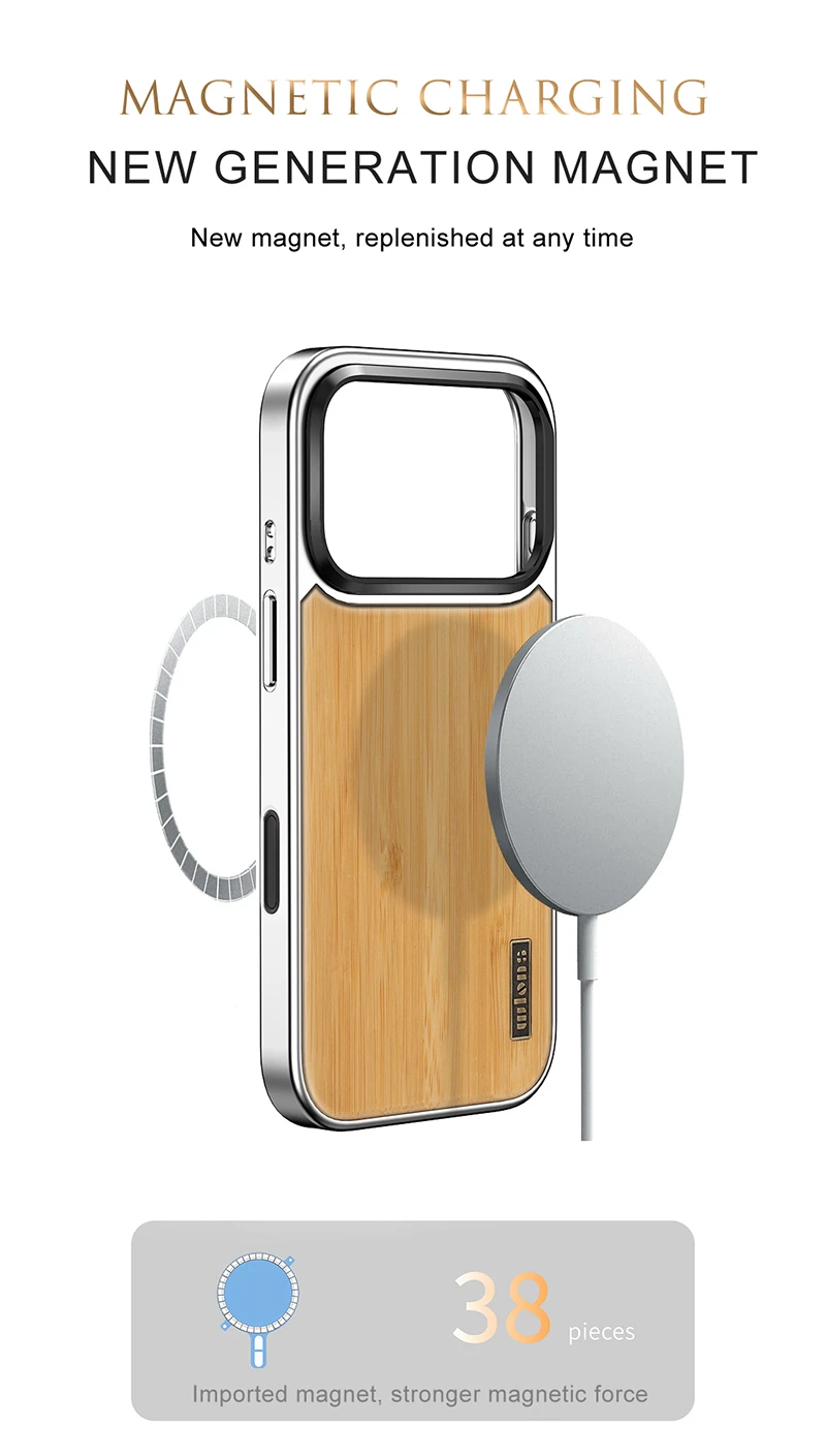 product laudtec natural wood back panel with sapphire touch panel luxury rotatable camera phone case for iphone 17 pro-5