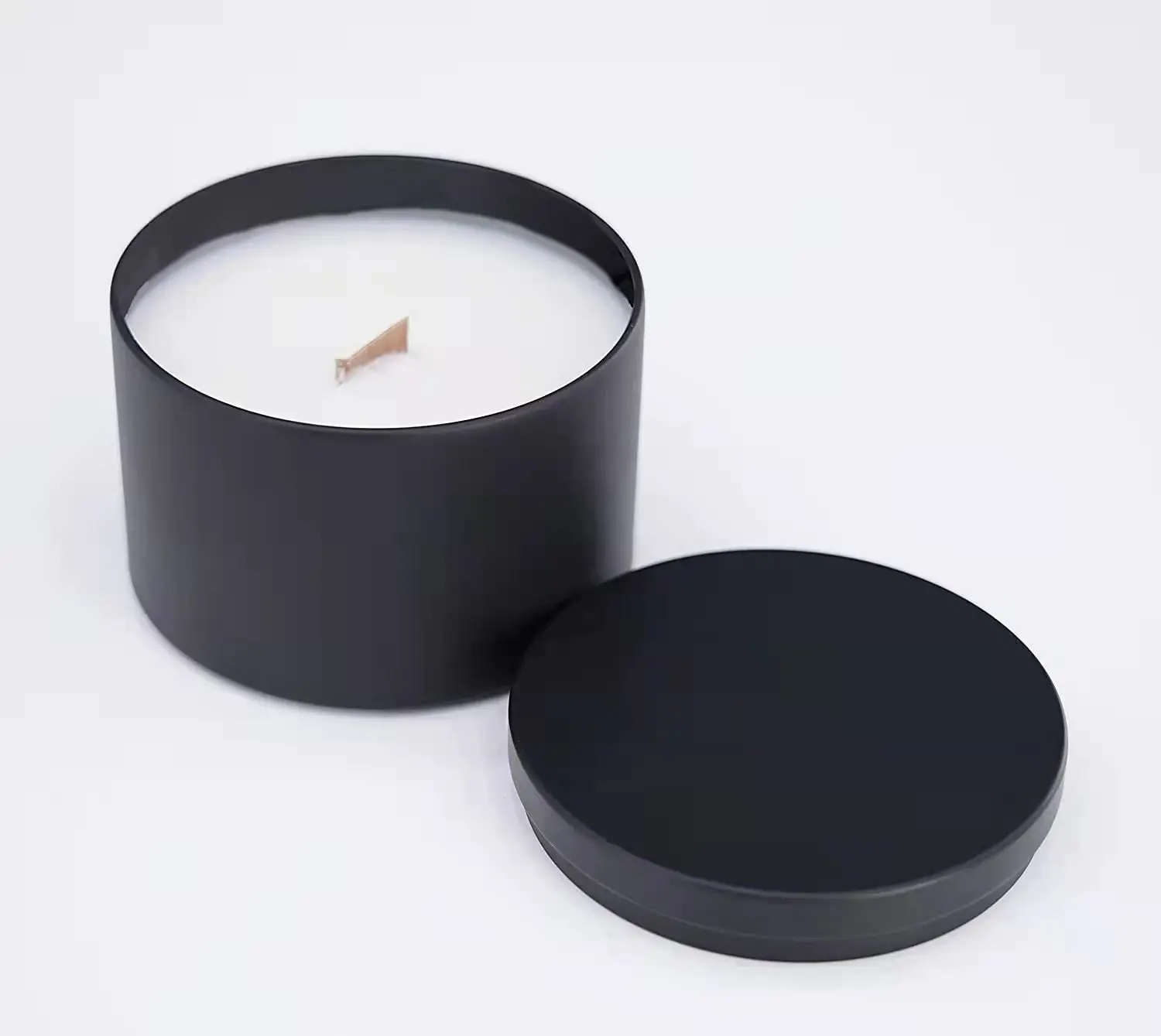 Black White Gold Metal Tin Candle Jar Luxury 8oz Black Seamless Candle