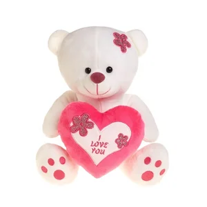 Valentines Gift Stuffed Teddy Bear with Love Heart Plush Toy Kids Gift Home Decoration Bear Plush Doll