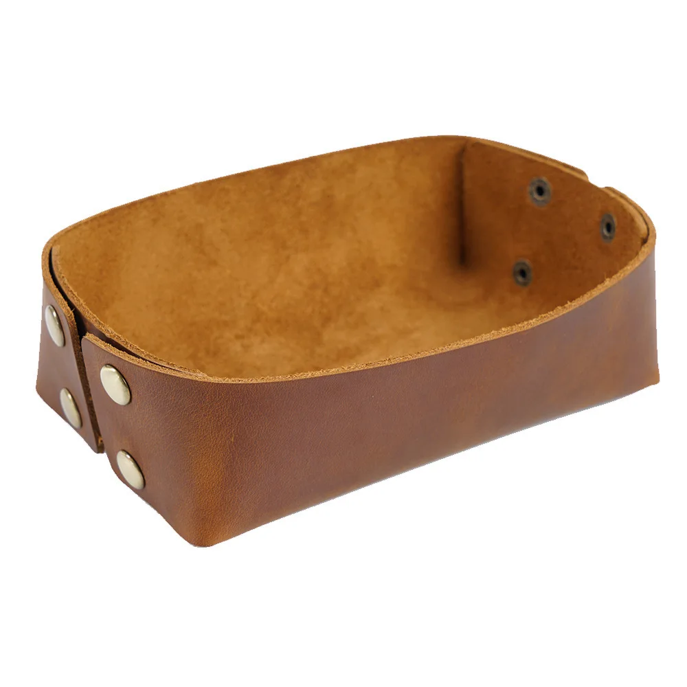 Прочный креативный офисный Настольный ящик из воловьей кожи для хранения ключей в квадратном лотке натуральной