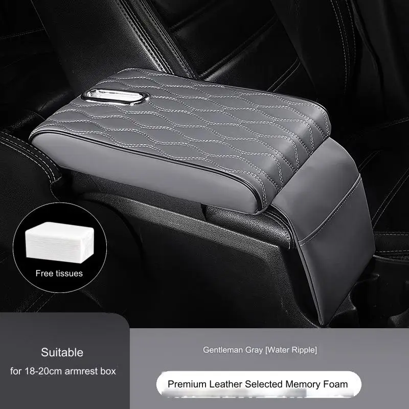 Memory Foam Extender Protector Tissue Holder Facial Napkin Holder With Pocket Leather Armrest Cushion Mat Car Center Console Box