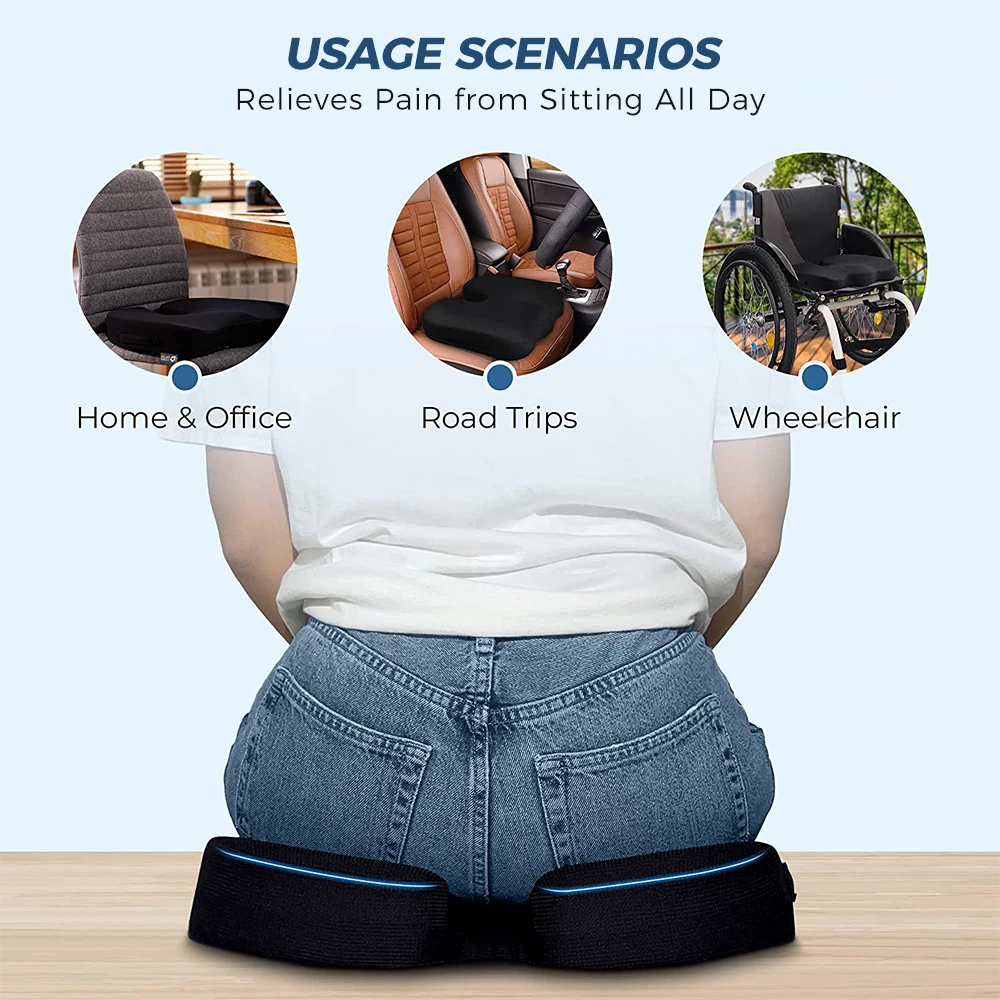 Car Seat Wedge Pillow Gel Infused Memory Foam Ergonomic Pressure Relief