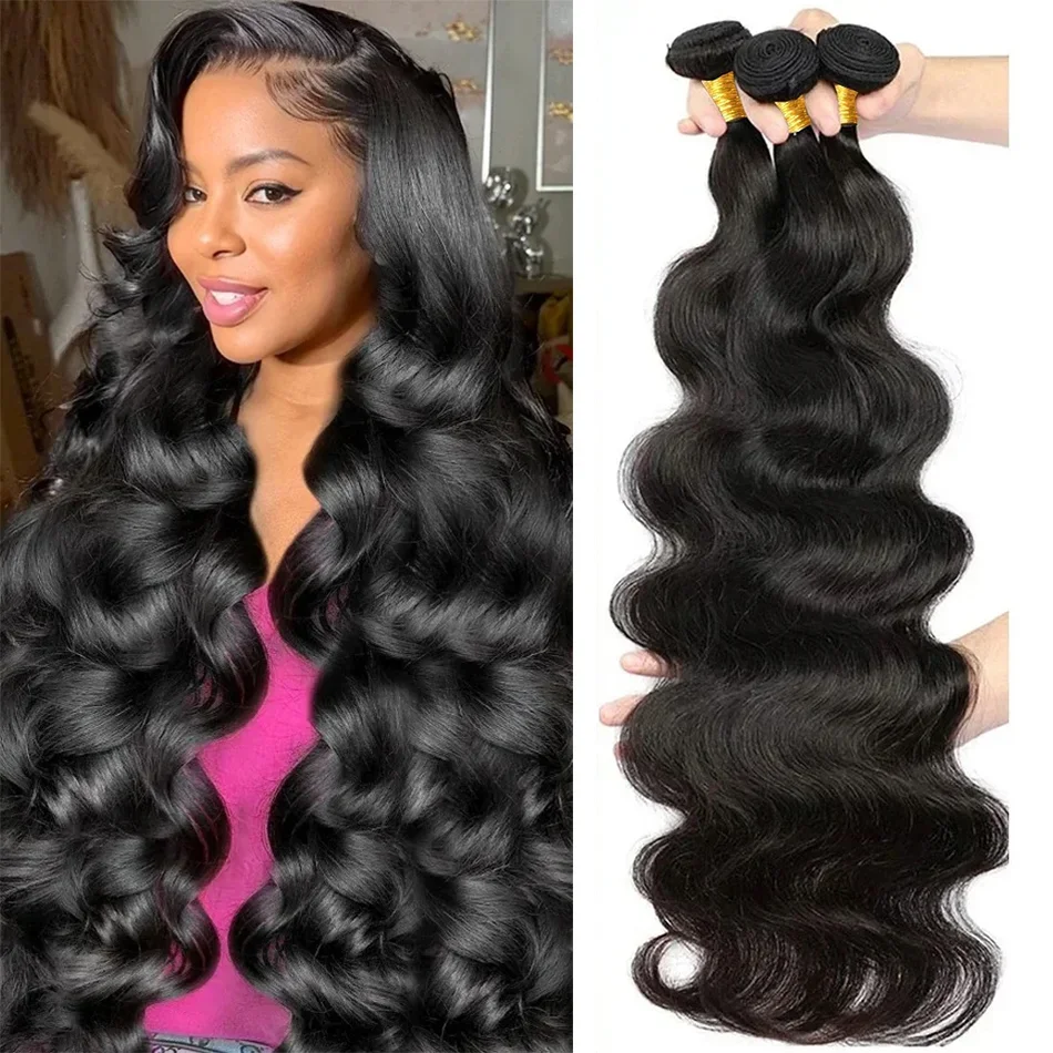 Pacotes de cabelo humano ondulado de 30 polegadas, cabelo remy, ondulado, ondulado, ondulado, atacado, trançado duplo, natural, para mulheres_voghion.com