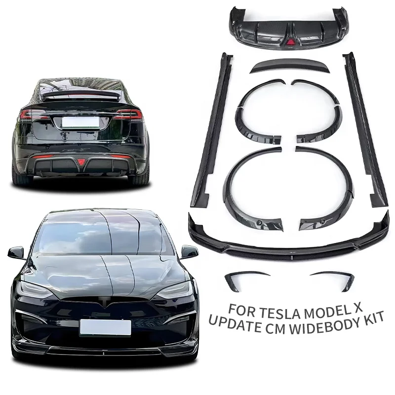 Carbon Fiber Upgrade To CM Style Car Wide Body Kit For Tesla Model X 2021-2024 Front