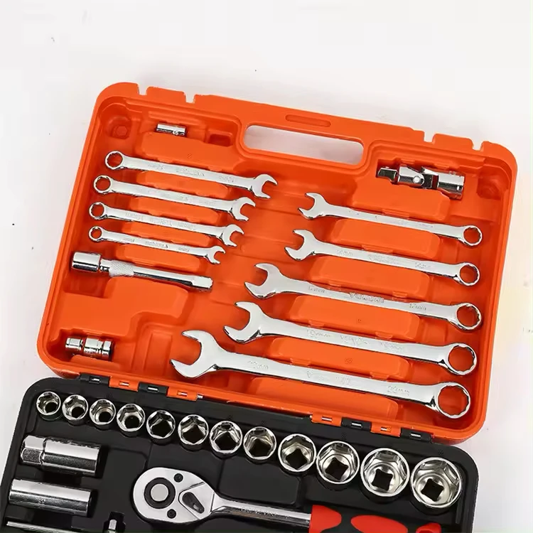 82 Pieces Repair Hand Tools Automotive Mechanic Tool Box 82pcs Drilling Machines Ratchet Wrench Socket Tool Kit Set