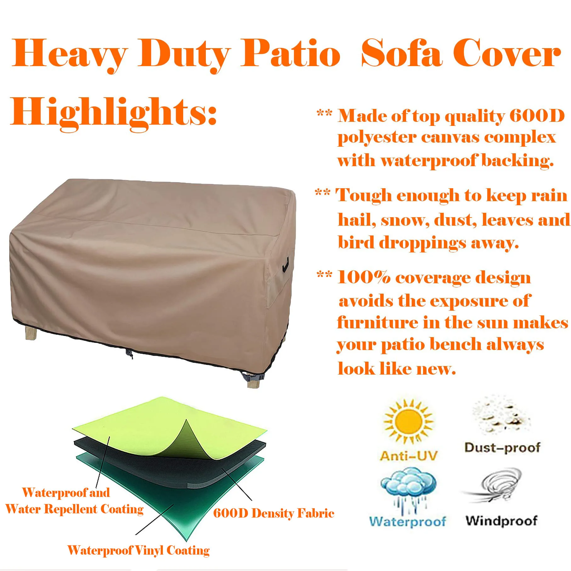 Waterproof Outdoor Deep Seat Sofa Heavy Duty Patio Sofa/loveseat/bench