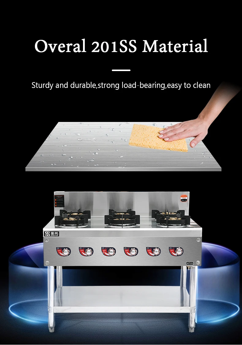 Commercial Restaurant Cooker Countertop 6 Burner Gas Stove 4 Burners