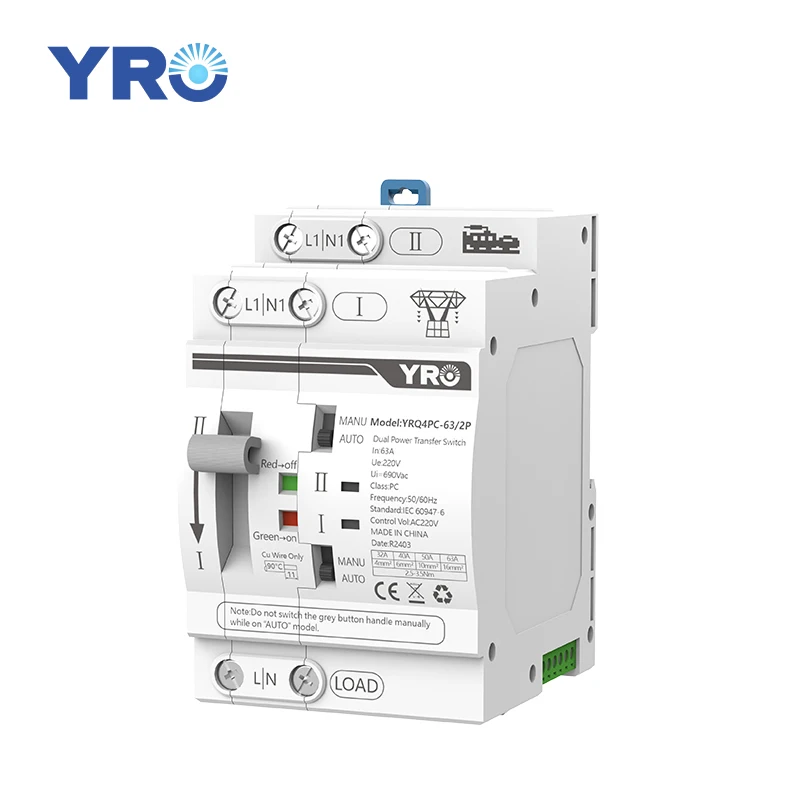 Interruttore Di Trasferimento Automatico A Doppia Potenza 2P 63A Classe Cb Ats Casa Monofase 220v 90420626