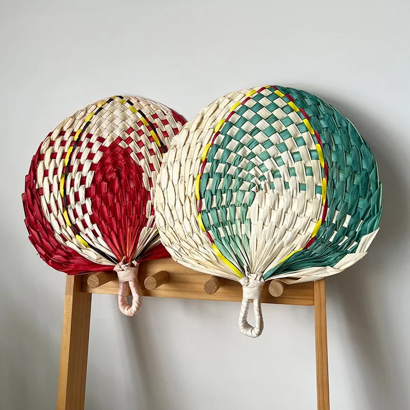 Rich Color Boho Rustic Portable Hand Bamboo Fans Hand Made Unique Wall Hanging Decor Bali Indoor Outdoor Decorations