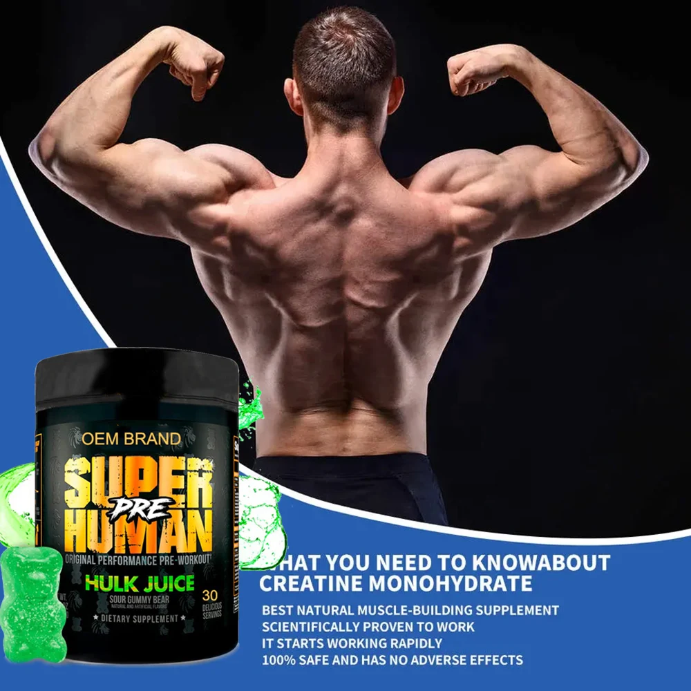 Creatine Gummy Bear Pre Workout For Muscle Building Supplement Creatine Monohydrate Gummies For