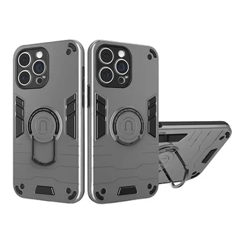 Hot Sale Phone Case for iPhone 15 14 13 pro max with Camera Protection Ring Stand TPU PC Cover Shockproof Back With Kickstand