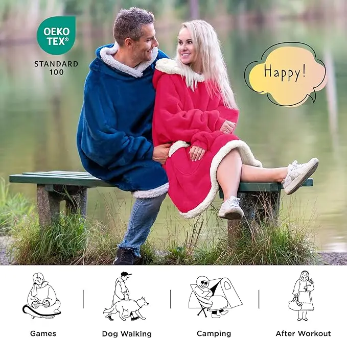 Quilted Plaid Pattern Hoodie Character-Designed Wearable Blanket Perfect Birthday Gift for Adults Kids Women Moms Mother's Day