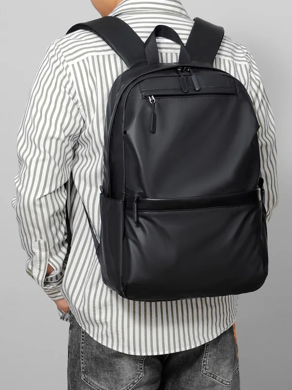 Light Luxury New Simple Fashionable Waterproof Polyester Men's Backpack Large Capacity Business Laptop Bag All-Match College