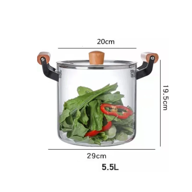 Good price 2.5L 3.5L 4.5L 5.5L transparent thickening heat resistant glass cooking pot manufacture