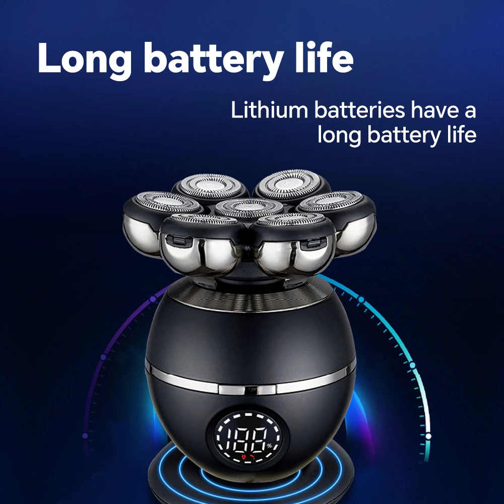 Customized Logo Men's Electric Shaver Black Rotary Bald Head Magnetic Shaver USB Power Waterproof Rechargeable Wireless Charging supplier