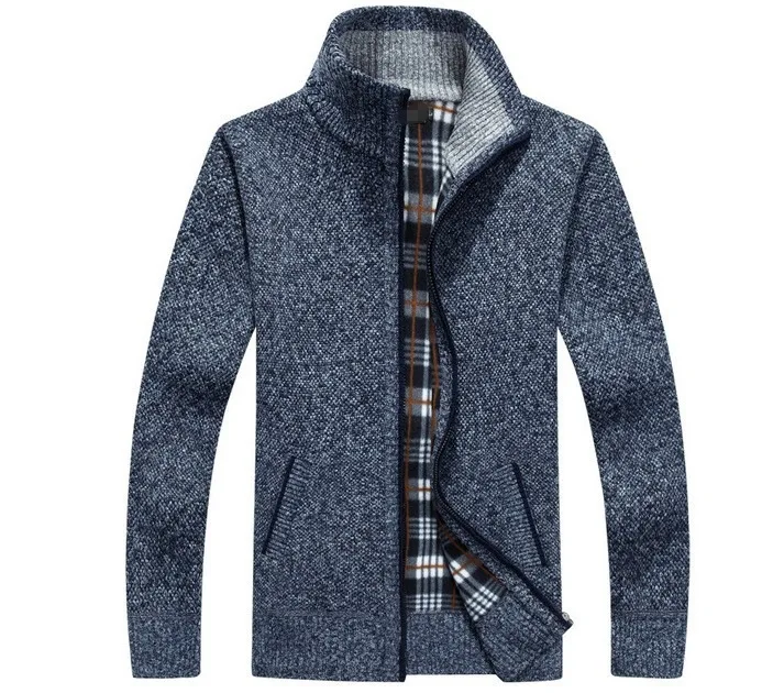 Autumn winter knnited thicken cashmere full zipper jackets plus size men cardigan sweater coat_voghion.com