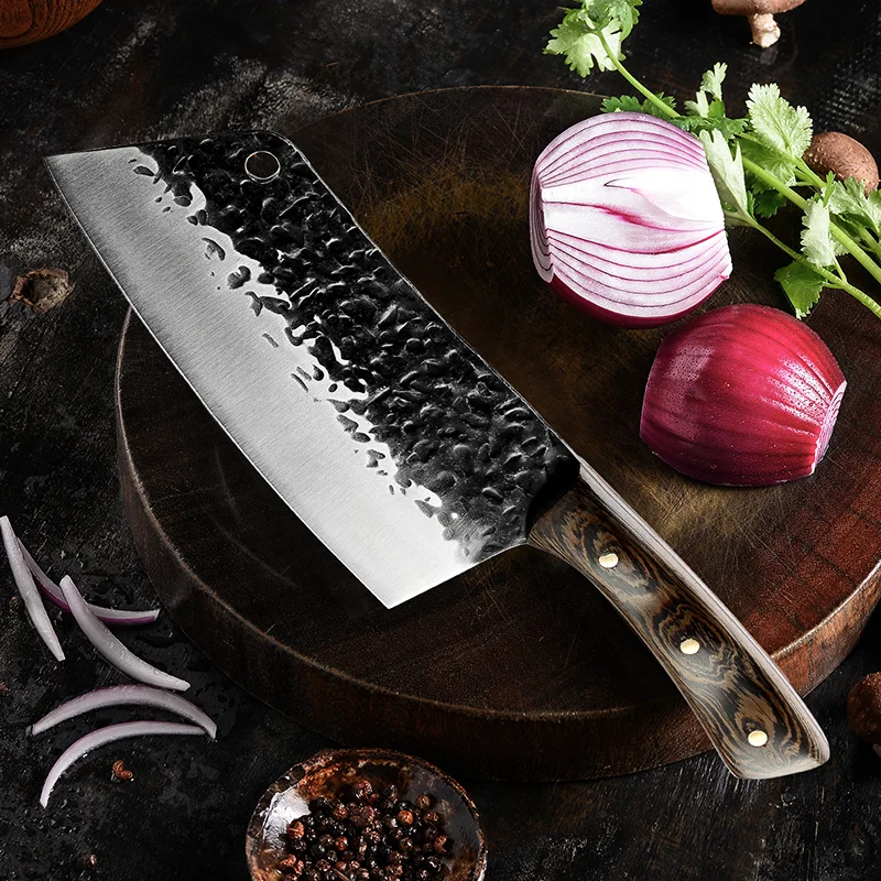 7 Inch Handmade Forged Chef Knife Clad Steel Forged Chinese Cleaver  Professional Kitchen Chef Knives Grandsharp