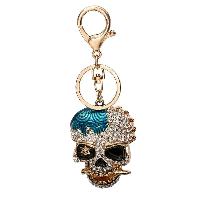 Halloween Sugar Skull Keychain - Stainless Steel Gold/Silver Plated Keyring For Men & Women