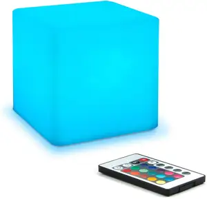 Customized Luminous UV Printing and Silkscreen Modern Plastic LED Square Table Lamps Indoor Cube Light Decorations for Bedroom