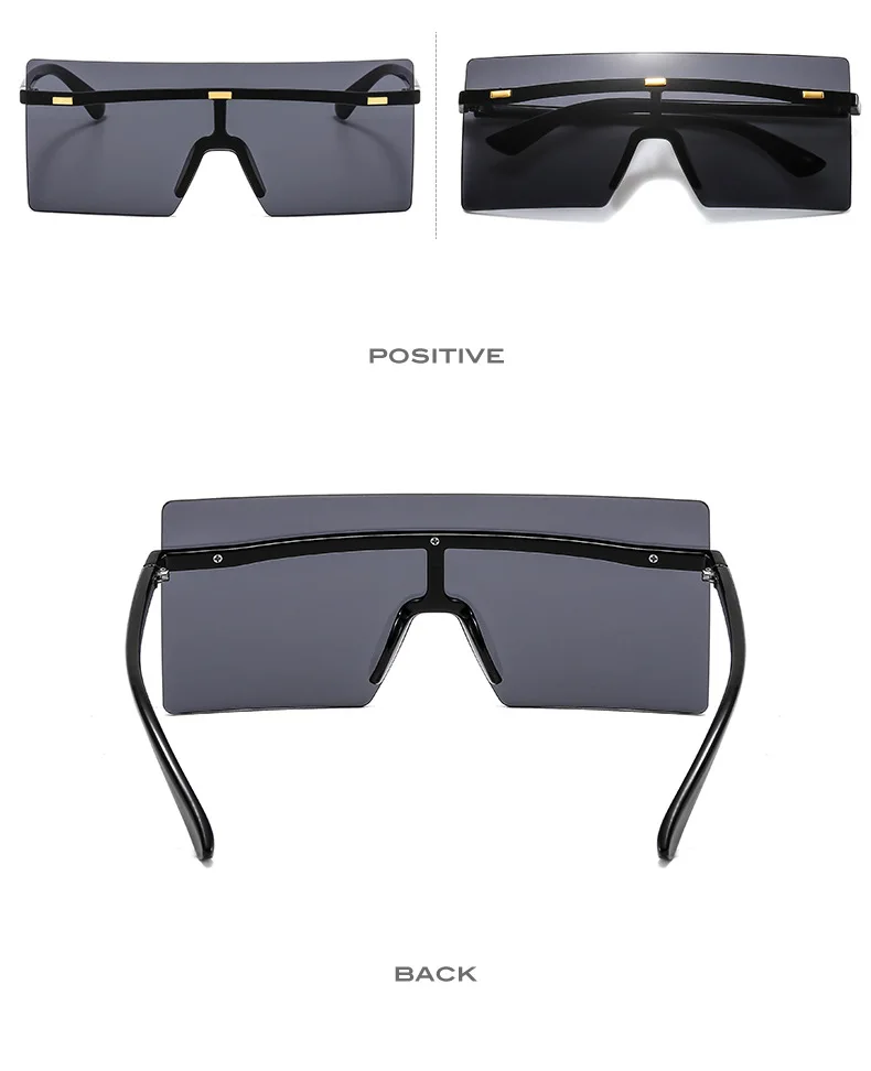 6932 - Rimless Retro Square Oversize Fashion Sunglasses