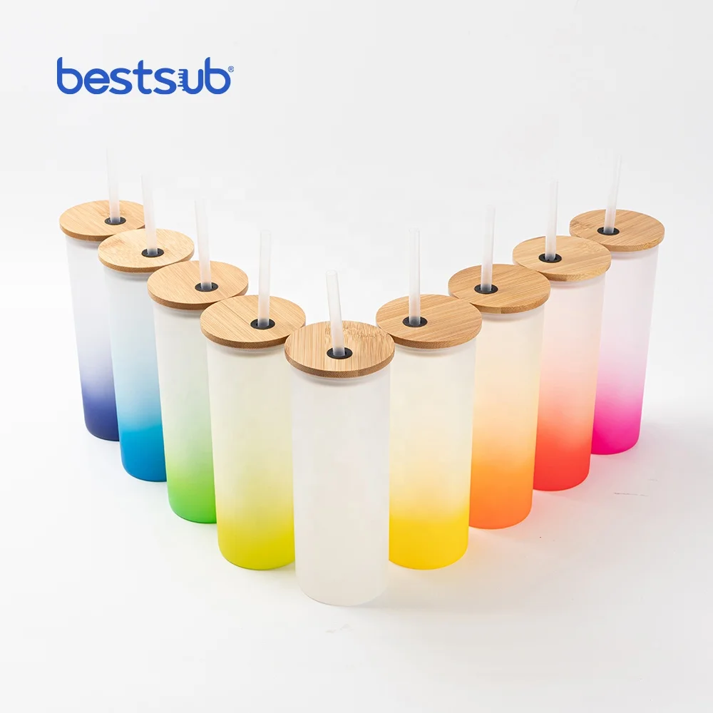Bestsub Wholesale Sublimation Blanks Color Borosilicate Glass Frosted  Gradient Drinking Water Glass Tumbler Mug With Bamboo Lid - Buy Bestsub Wholesale  Sublimation Blanks Color Borosilicate Glass Frosted Gradient Drinking Water  Glass Tumbler
