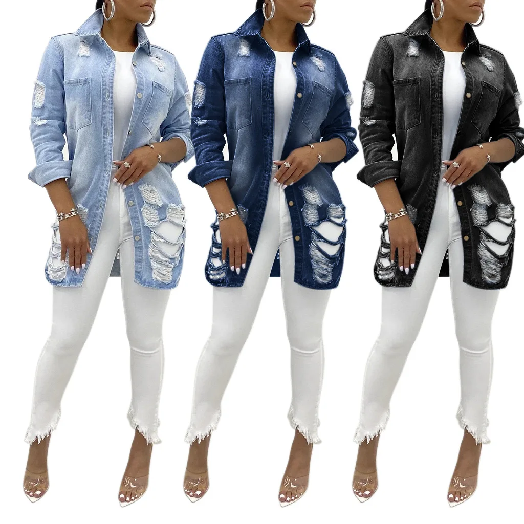 ripped denim jacket plus size