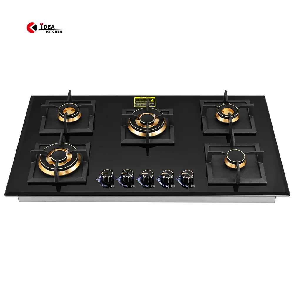 Table Top / Built in Electric Gas Stove Kitchen Cooking Cooktops, 3 4 5 Copper Burner Gas Cooker