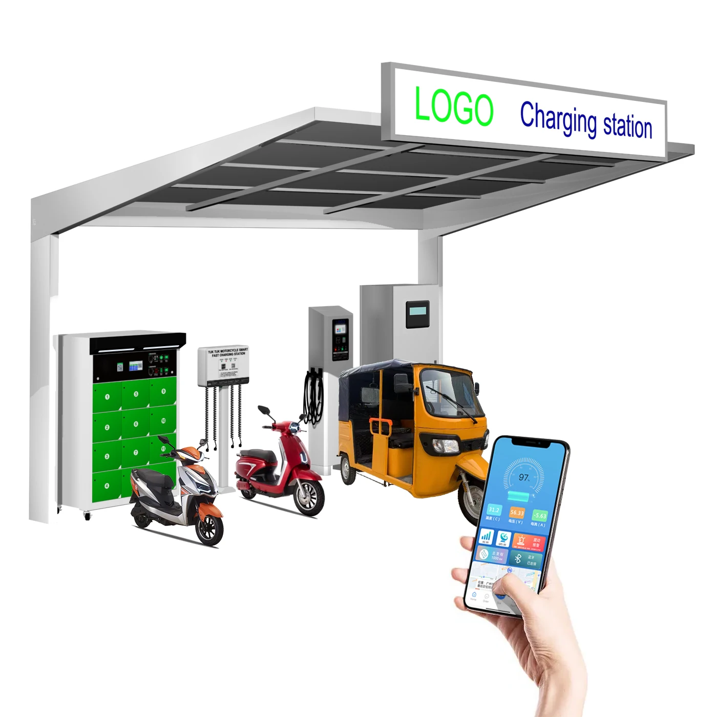 Fast Charging Electric Rickshaw for Adult Three-wheeler Tuk-tuk with Smart Battery Fast Charging Electric Tricycle
