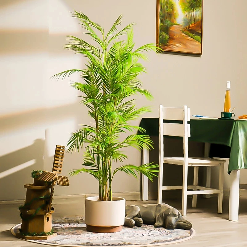 Wholesale High Quality Indoor Decor Big Faux Natural Green Plastic Plants  Artificial Areca Palm Tree