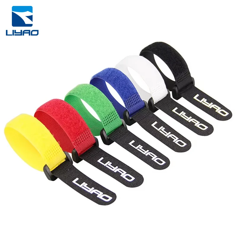 Custom Cable Ties with Printed Logo 100% Nylon/PP Materials Double Sided Adhesive for Hook and Loop for Office Use