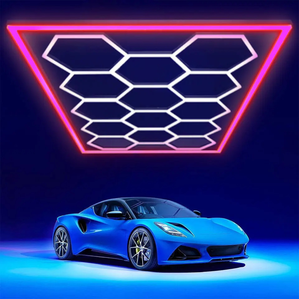 Pink Border 15 Hexagon Garage Light Hexagon Ceiling Light Lights for Commercial Auto Show