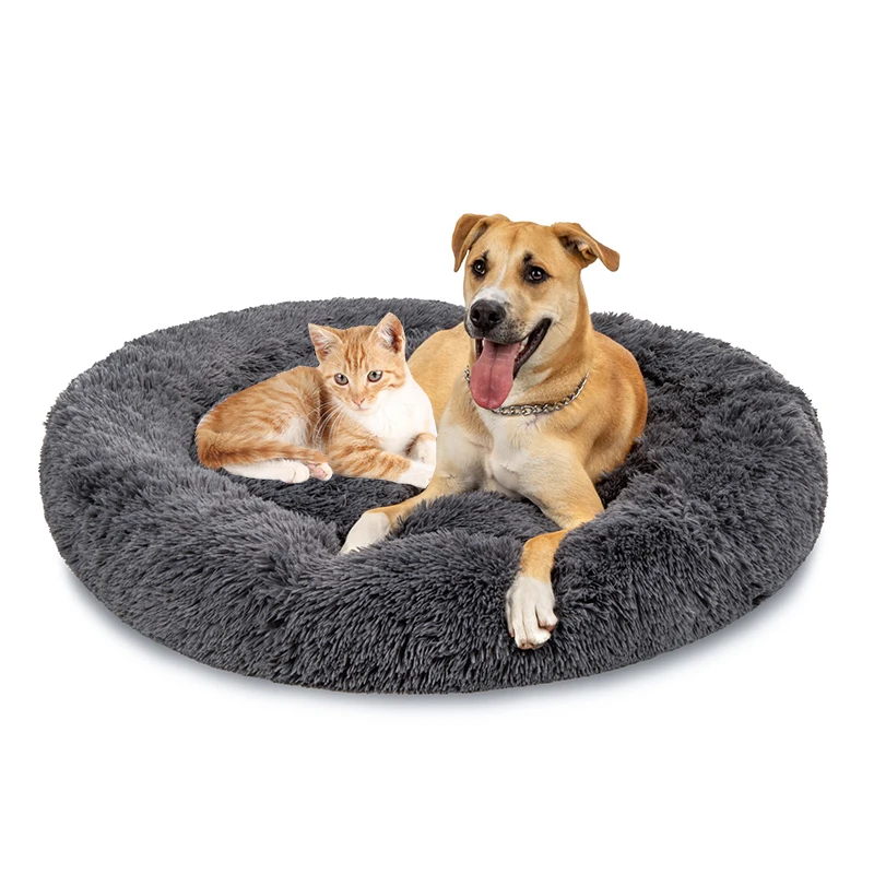 Wholesale luxury washable designer waterproof calming  plush cat pet donut dog beds for dogs