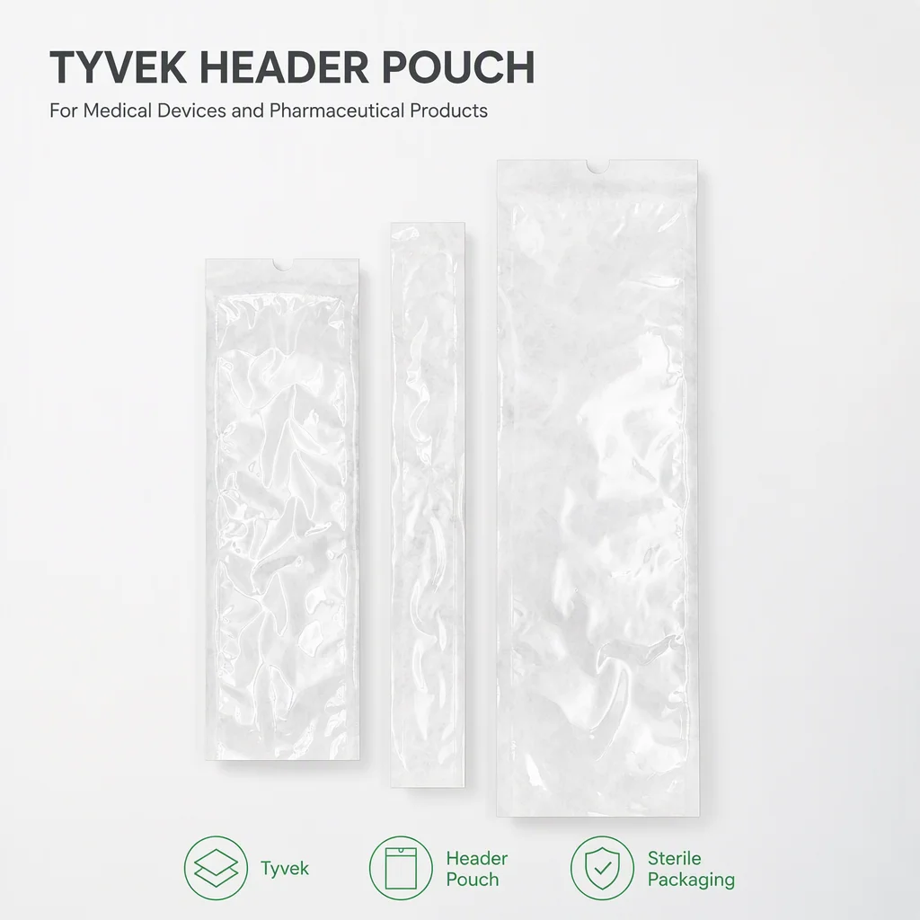 Custom Printed Tyvek Header Pouch Compatible with EO & Gamma Sterilization
