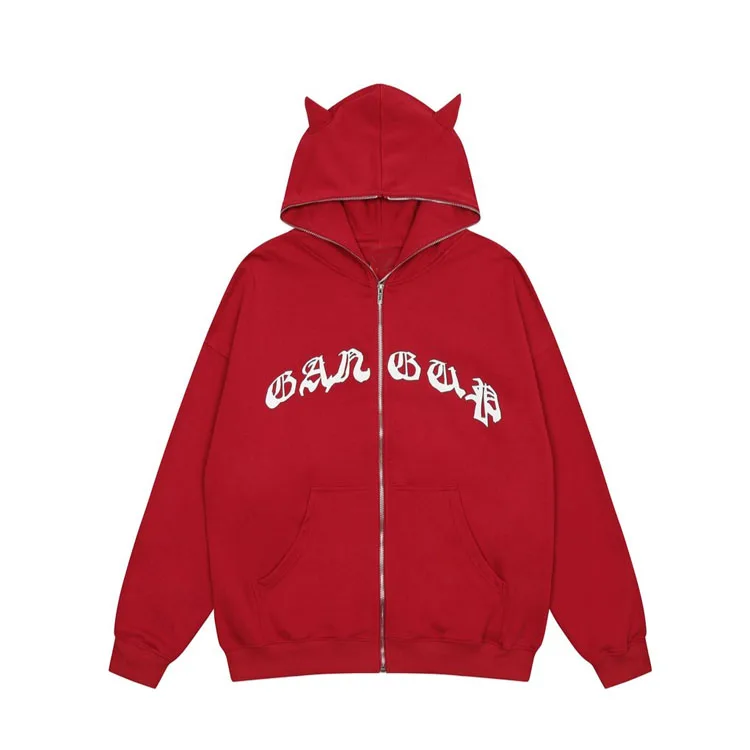 Custom Mens Face Full Zip Up Hoodies Custom Graphic Digital Printed Logo 280gsm Heavyweight