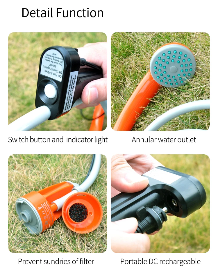 Top Selling Outdoor Camping Portable Rechargeable Bidet Shower for Hiking and Personal Hygiene Cleaning factory