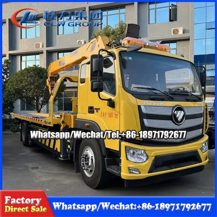 Foton 4x2 5 Ton Rescue Flatbed Tilt and Slide Body Tray Recovery Truck Mounted Crane